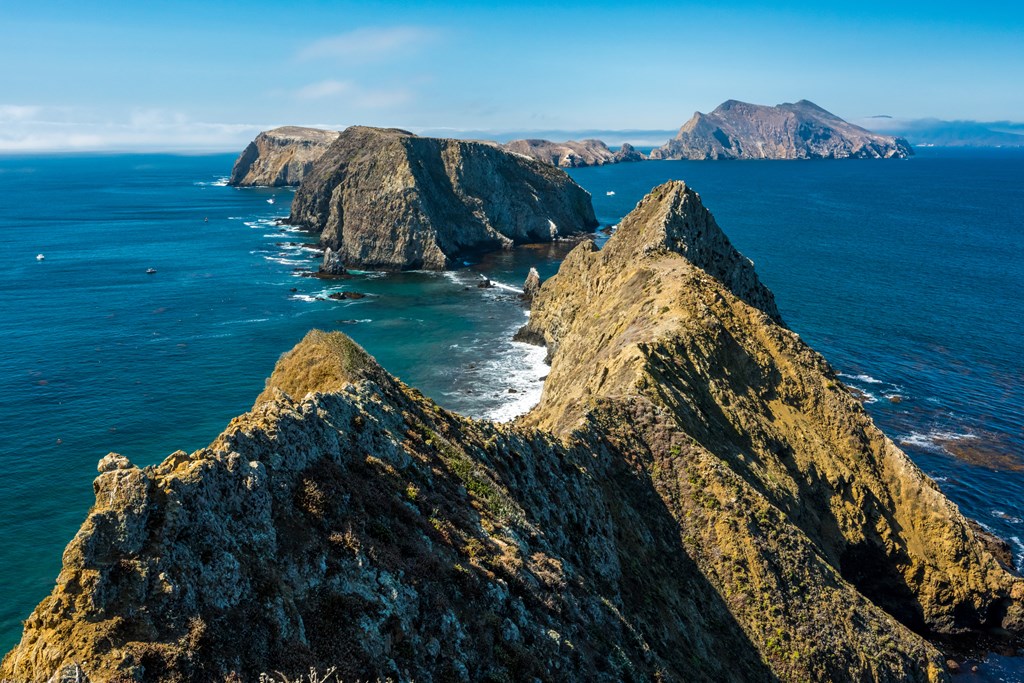 Mountain Ridges Rise High Over The Pacific Ocean in Channel Islands National Park.
